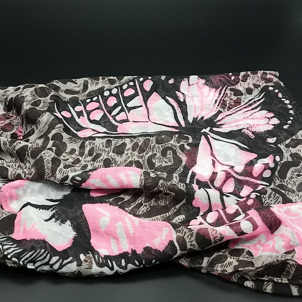 Brown and pink butterfly scarf